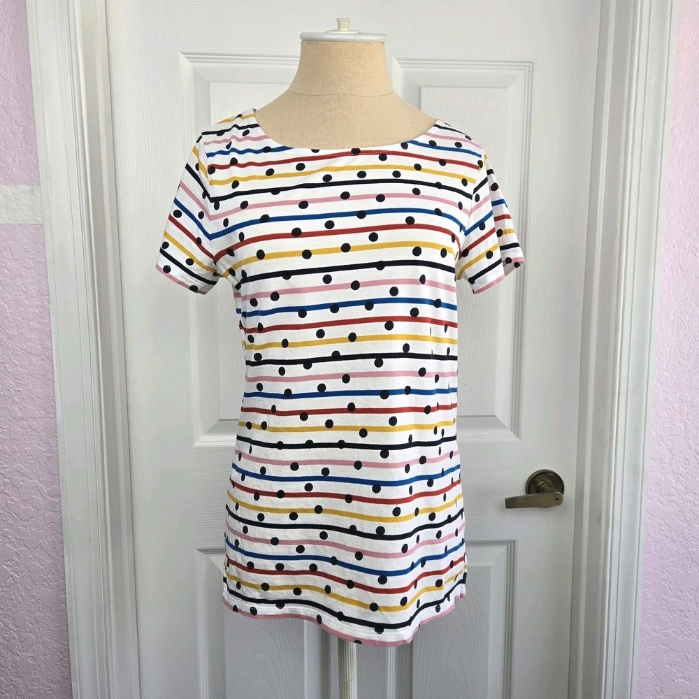 Boden Striped Polka‎ Dot Short Sleeve Breton Womens Size 6 Cotton T-shirt
